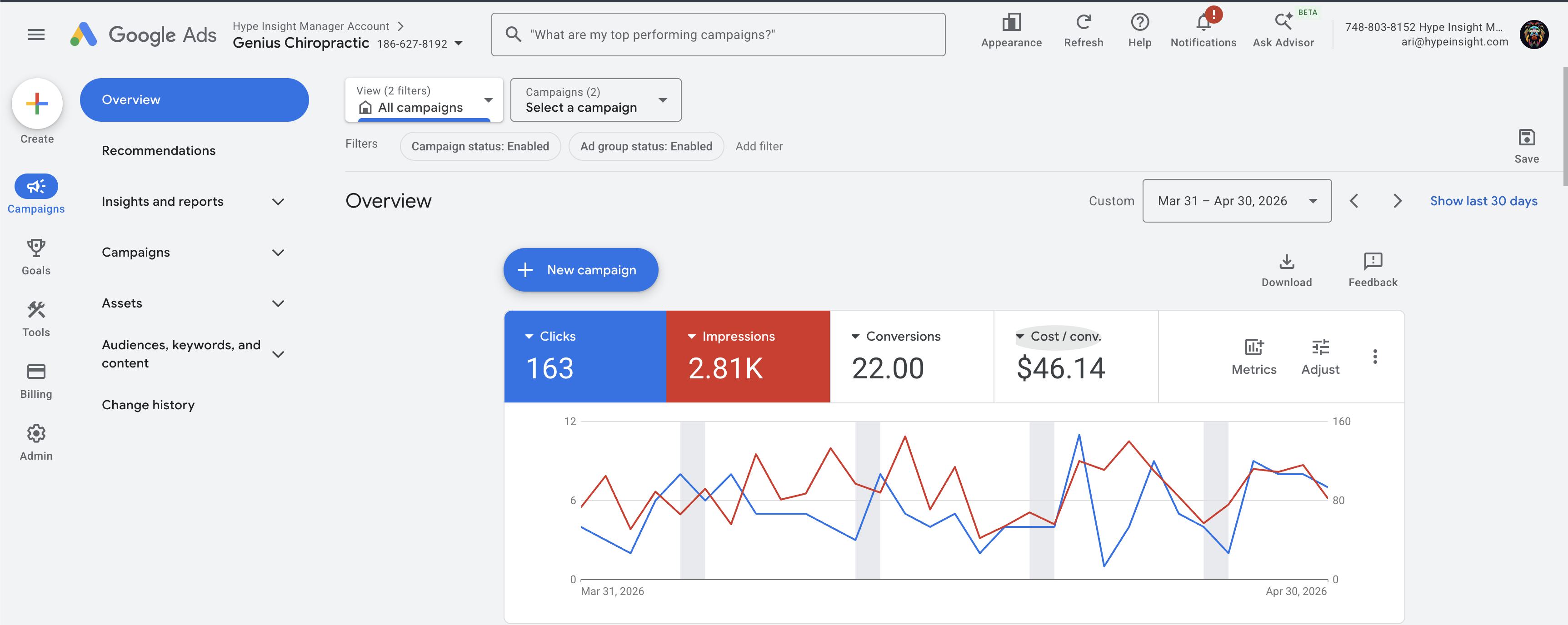 Chiropractic Group Google Ads results
